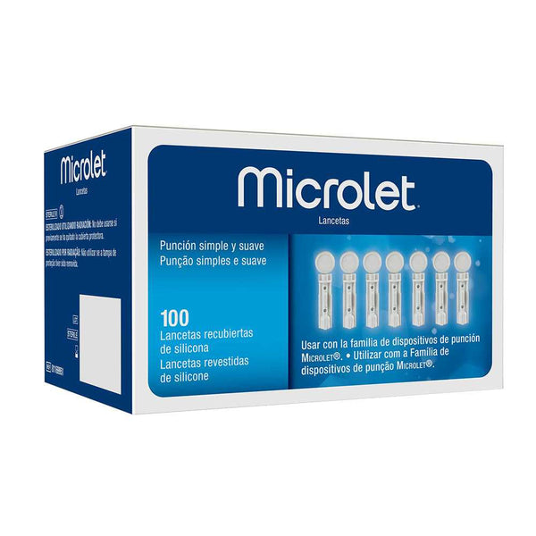 100 Units Microlet Lancets for Puncher - Sterile, Disposable & Silicone-Coated for Comfort
