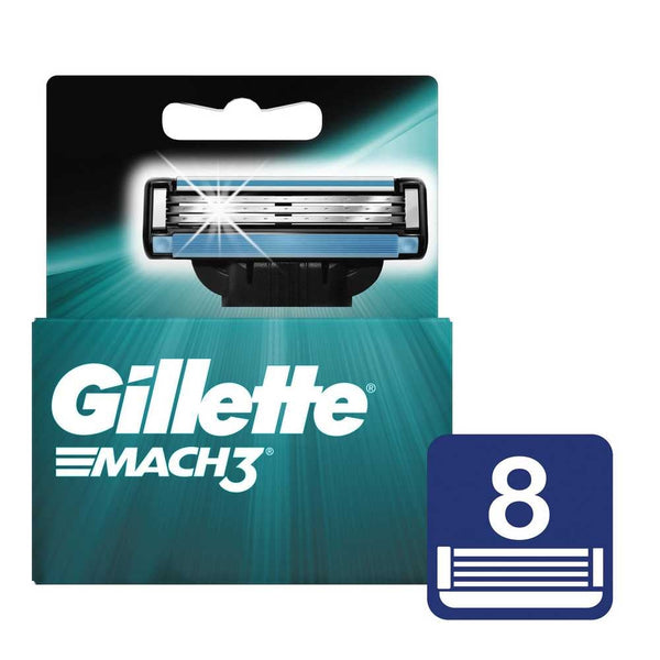 8-Pack Gillette MACH3 Replacement Razor Cartridges for Closer Shave and Comfort Grip