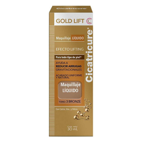 Cicatricure Liquid Makeup Gold Lift Bronze (30Ml / 1.01Fl Oz)- Long-Lasting, Non-Greasy Coverage with SPF 15 and Hydrating Ingredients