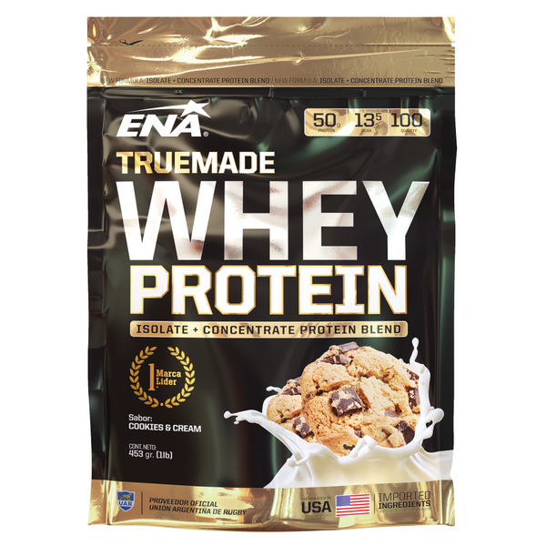 Ena True Made Whey Protein Cookies & Cream Sports Supplement(453Gr / 15.97Oz) : Low-Fat, Gluten-Free, Natural Sweeteners, Probiotics