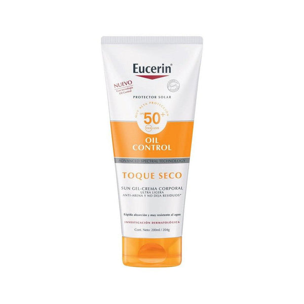 Eucerin Sun Body Gel Cream Dry Touch SPF 50+ (200ml/6.76Fl Oz) with UVA/UVB Protection, Anti-Sand Formula & Skin Care Benefits