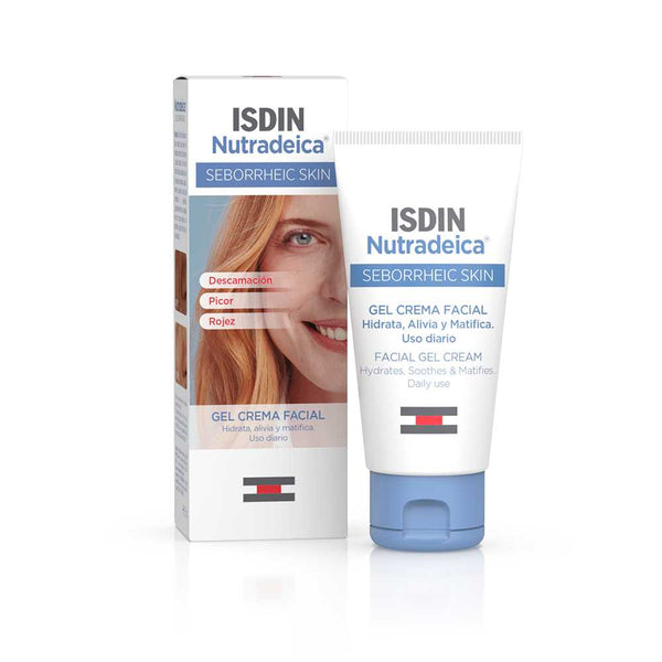 Isdin Nutradeica Gel Face Cream - 50ml/1.69fl oz - Vitamin E, B3, Zinc, Copper & Selenium - Pyrenees Thermal Water - Strengthens Skin Barrier - Paraben Free & Hypoallergenic