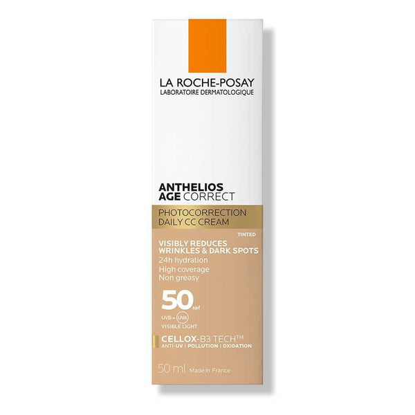 La Roche Posay Anthelios Age Correct SPF50 with Colour: Broad Spectrum UVA/UVB Protection for 4-Week Correction and Mineral Pigments