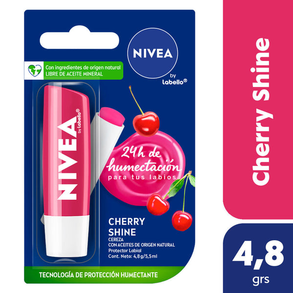 Nivea Cherry Shine Moisturizing Lip Balm: All Skin Types, SPF 15, With Natural Ingredients, Cruelty-Free & Vegan-Friendly 4.8Gr / 0.16Oz